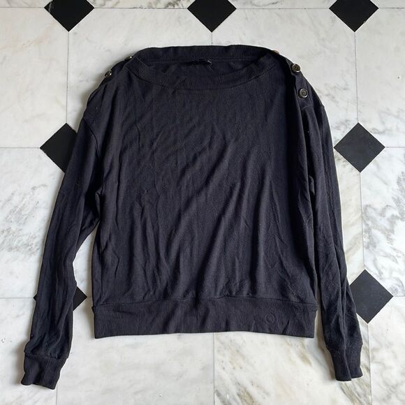 J. Crew Black Boatneck Sweater with Shoulder Buttons - Picture 1 of 6